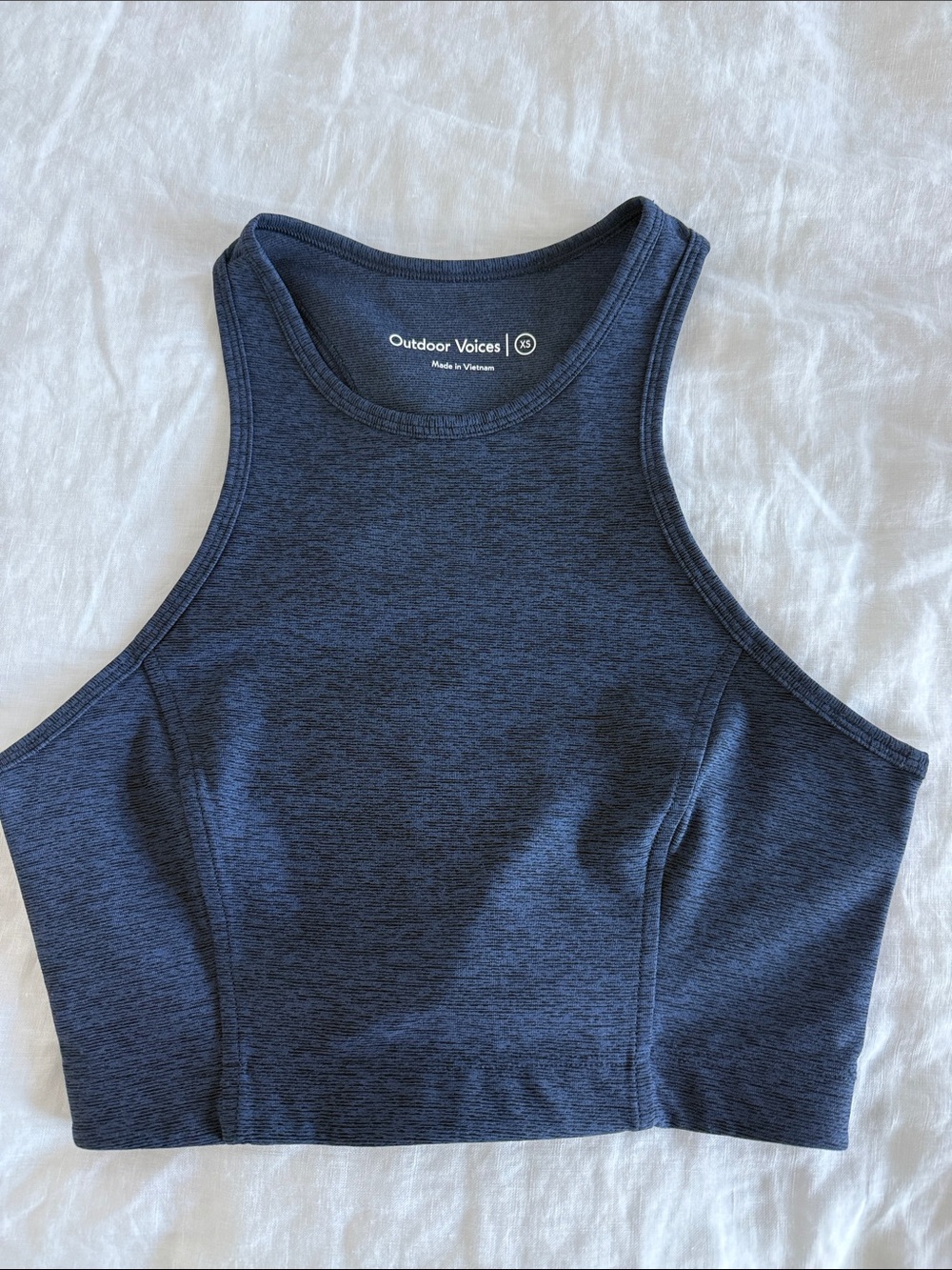 Outdoor Voices Heathered Navy High-Neck Cropped Tank